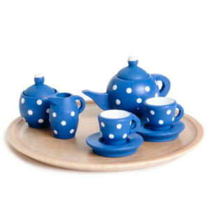 Mini Blue Polka Dot Tea Set for Dollhouses